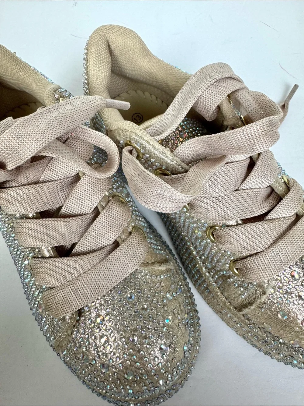 Link Champagne Colored Bedazzled Little Girl Platform Sneakers Size 13